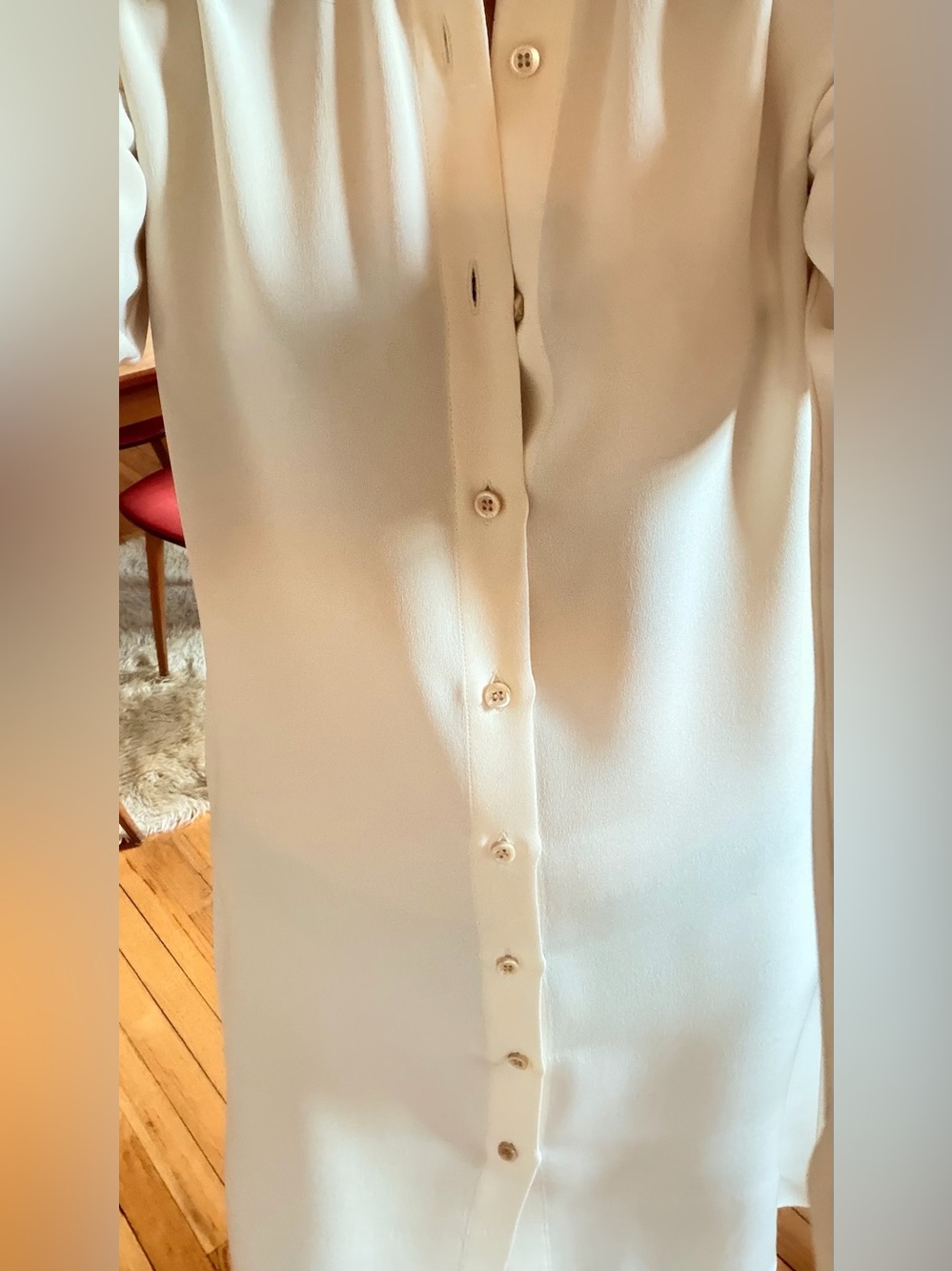 Derek Lam Cream Button-Front Long Tunic/Dress